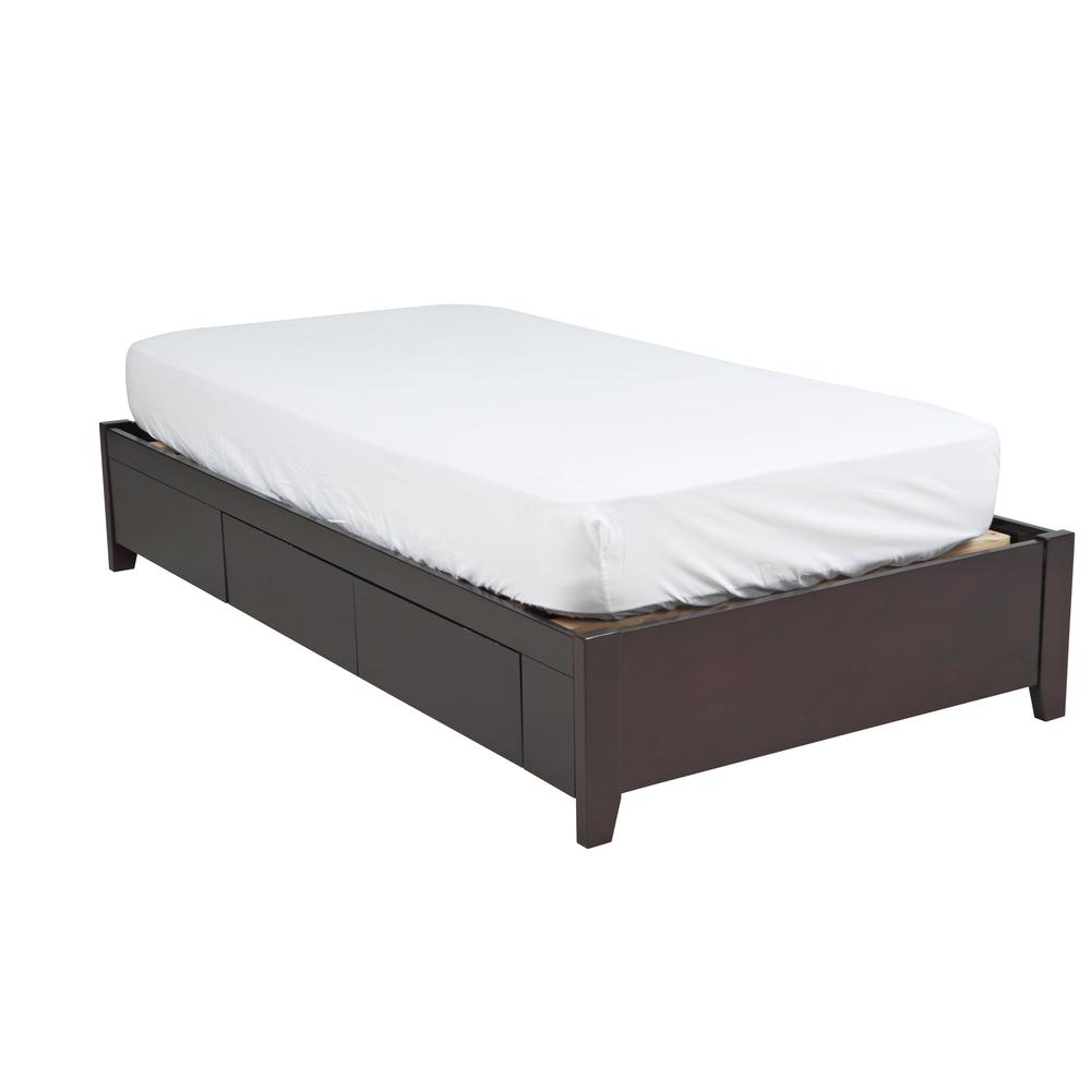 Simple Wood Storage Bed in Espresso. Picture 11