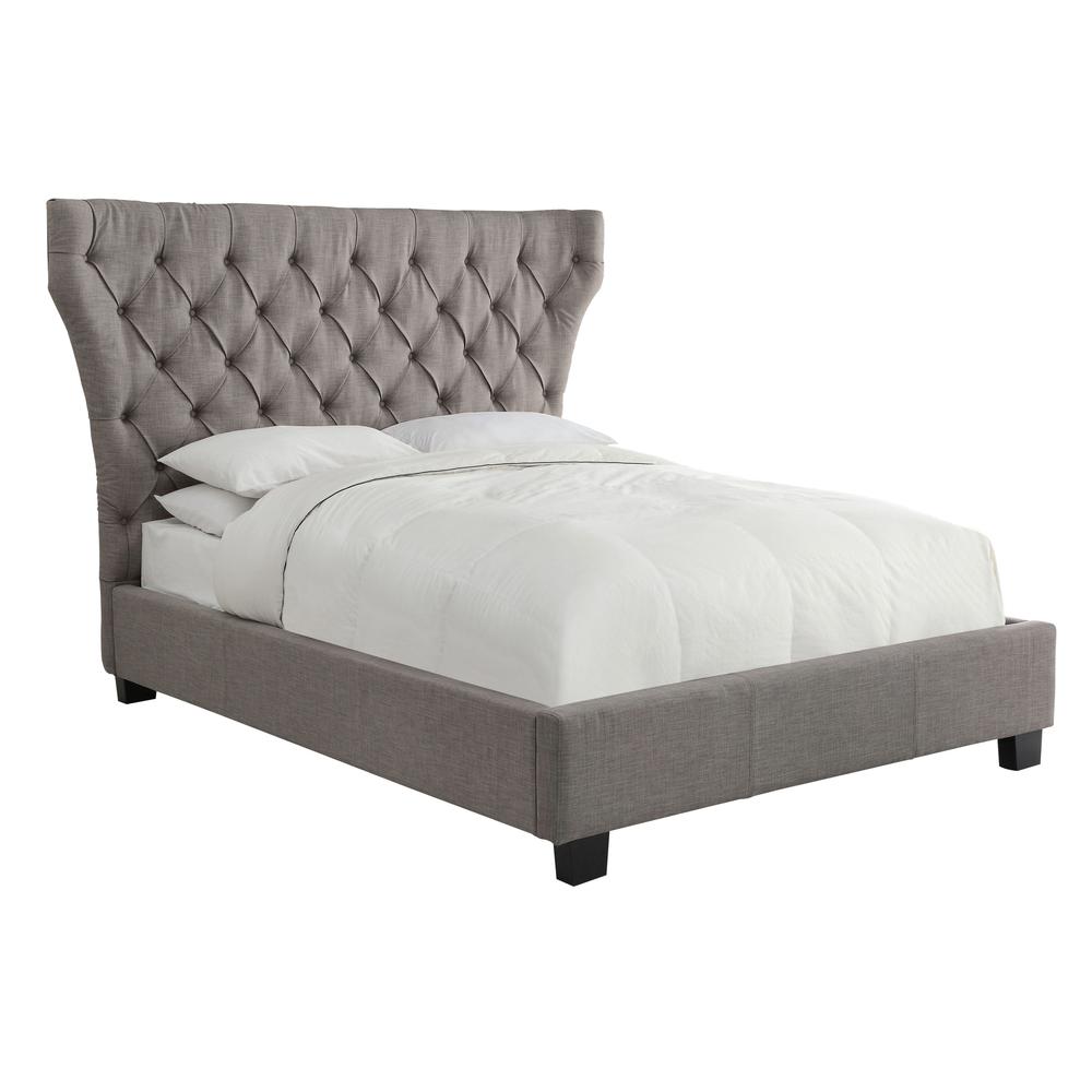 Melina Upholstered Platform Bed in Dolphin Linen. Picture 6