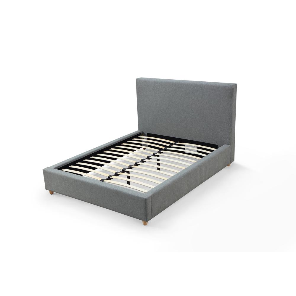 Olivia Upholstered Platform Bed in Pewter. Picture 4