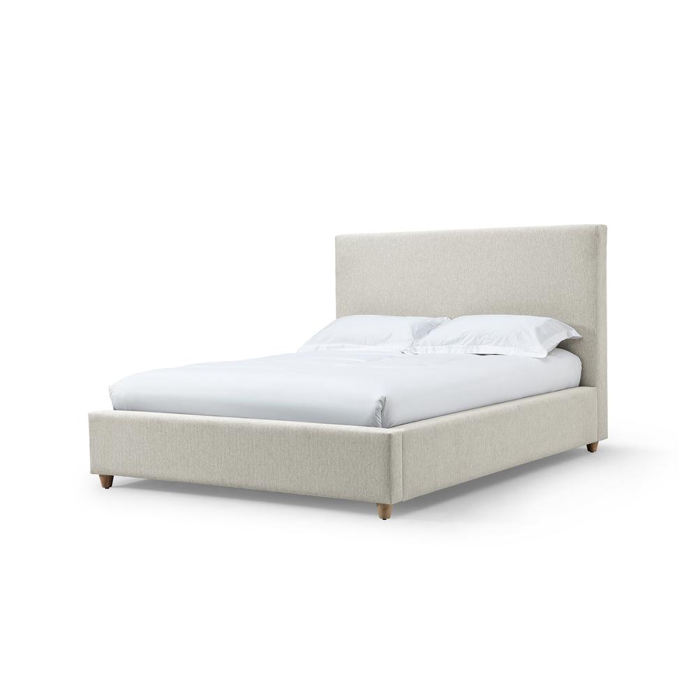 Olivia Upholstered Platform Bed in Ivory. Picture 1