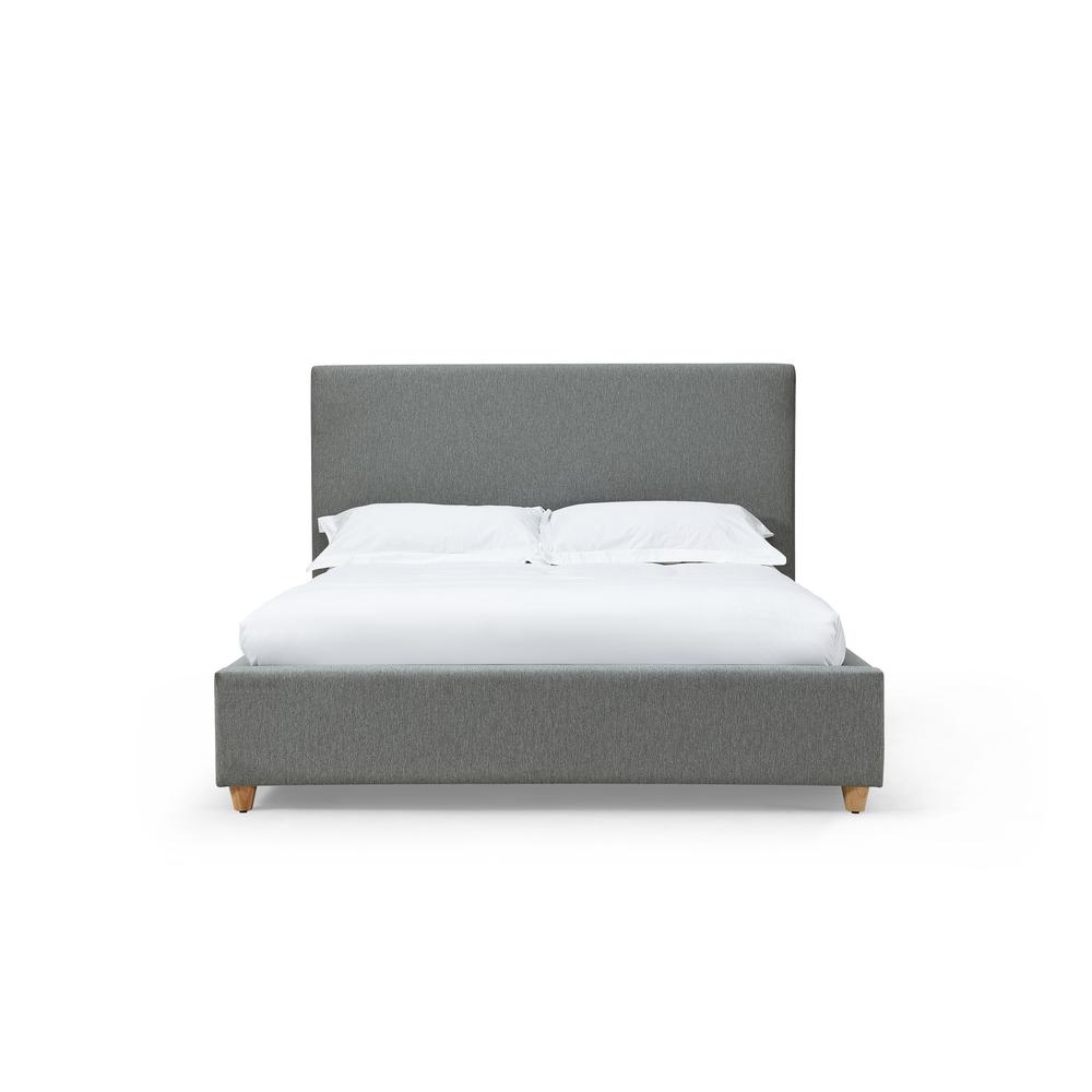 Olivia Upholstered Platform Bed in Pewter. Picture 1