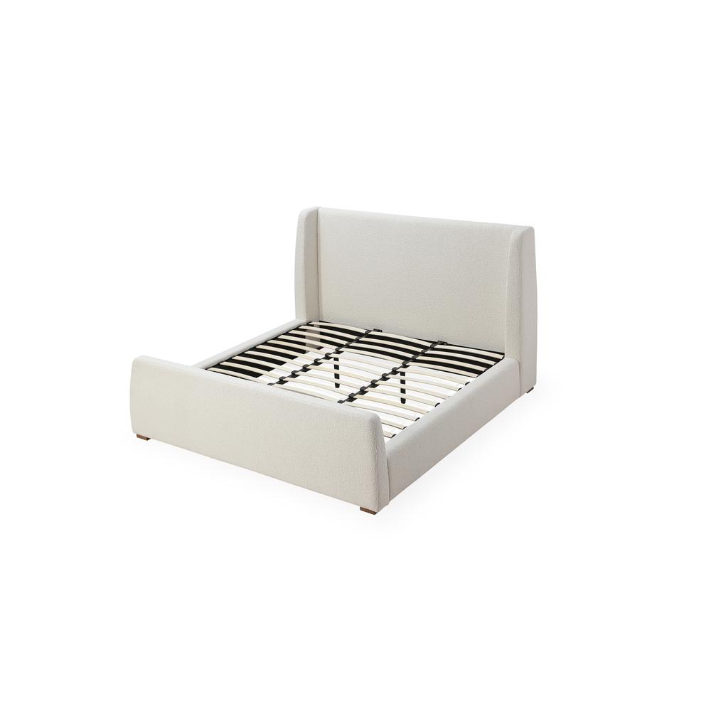 Presley Upholstered Wingback Platform Bed in Cottage Cheese Boucle. Picture 7