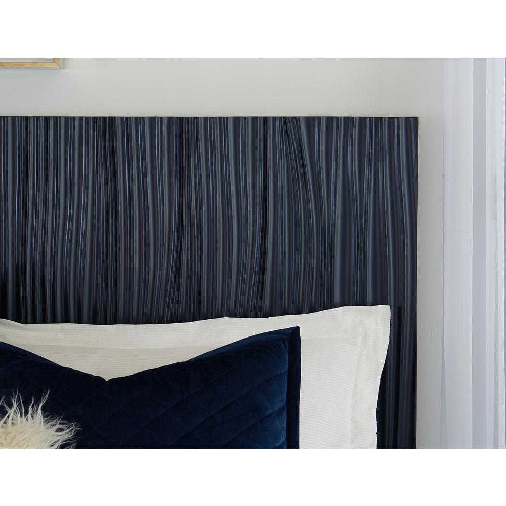 Argento Wave-Patterned Bed in Navy Blue and Burnished Brass. Picture 7