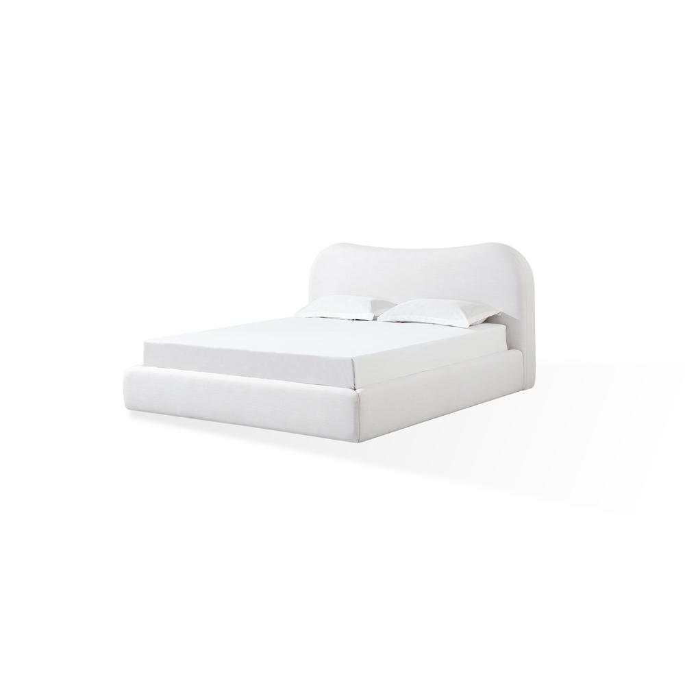 Elena Upholstered Bed in Vanilla Linen. Picture 2