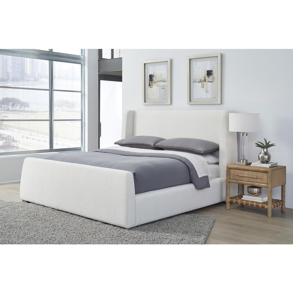 Presley Upholstered Wingback Platform Bed in Cottage Cheese Boucle. Picture 1