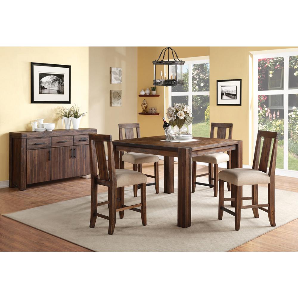 Meadow Solid Wood Square Counter Table in Brick Brown. Picture 2