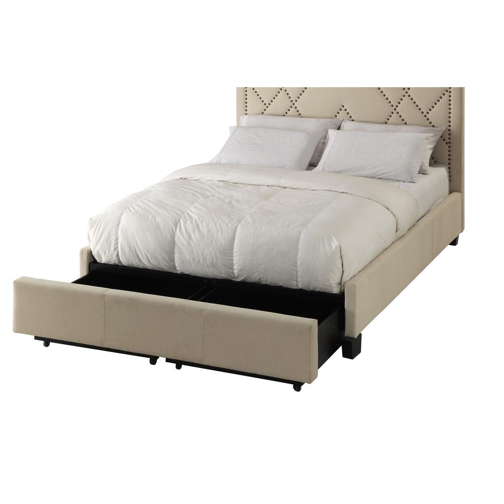 Vienne Nailhead Upholstered Platform Storage Bed in Powder. Picture 2