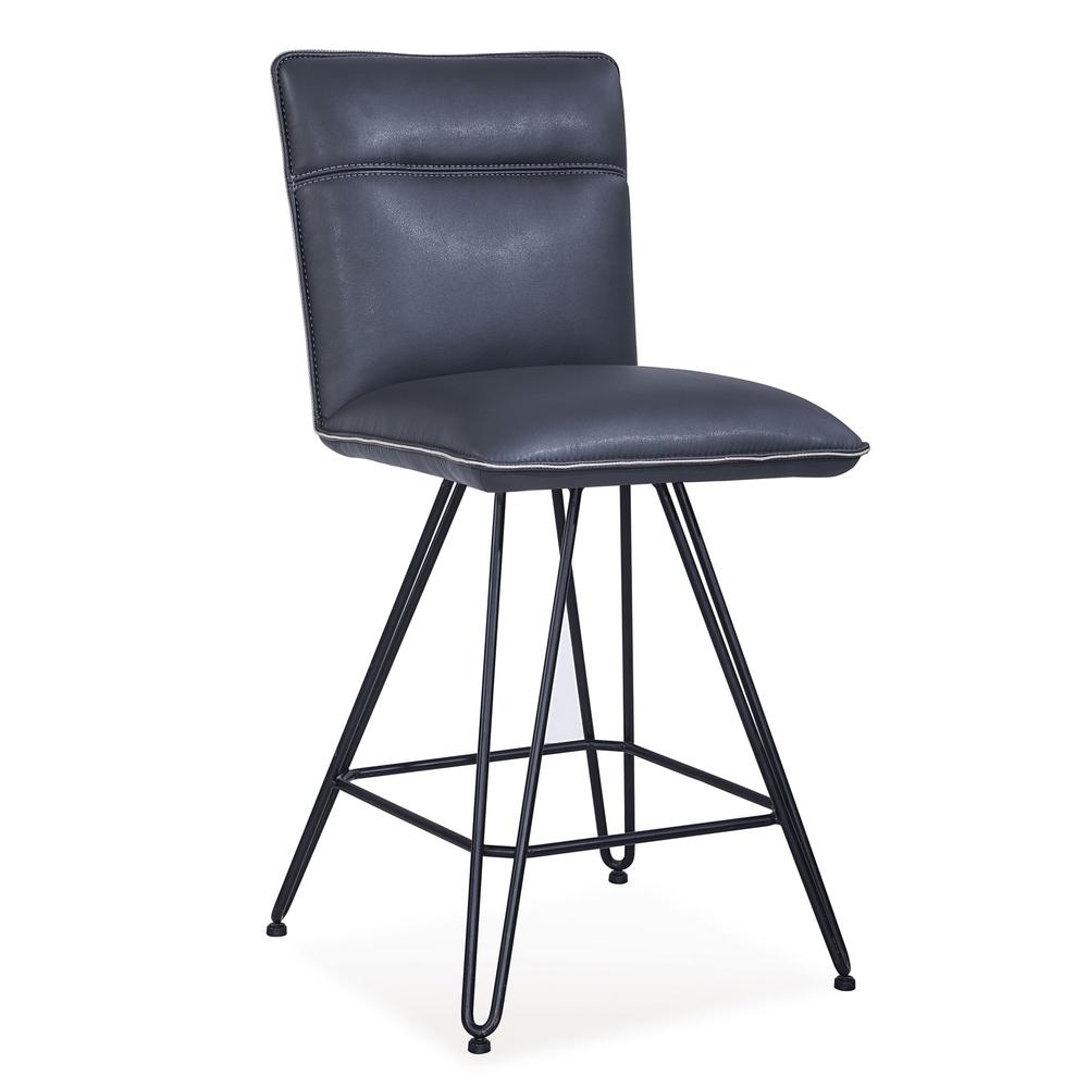 Demi Hairpin Leg Swivel Counter Stool in Cobalt, set of 2. Picture 1