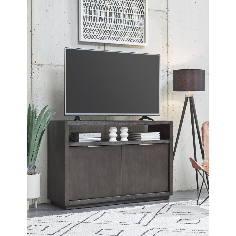 Oxford Solid Wood 54 inch Media Console in Basalt Grey. Picture 1