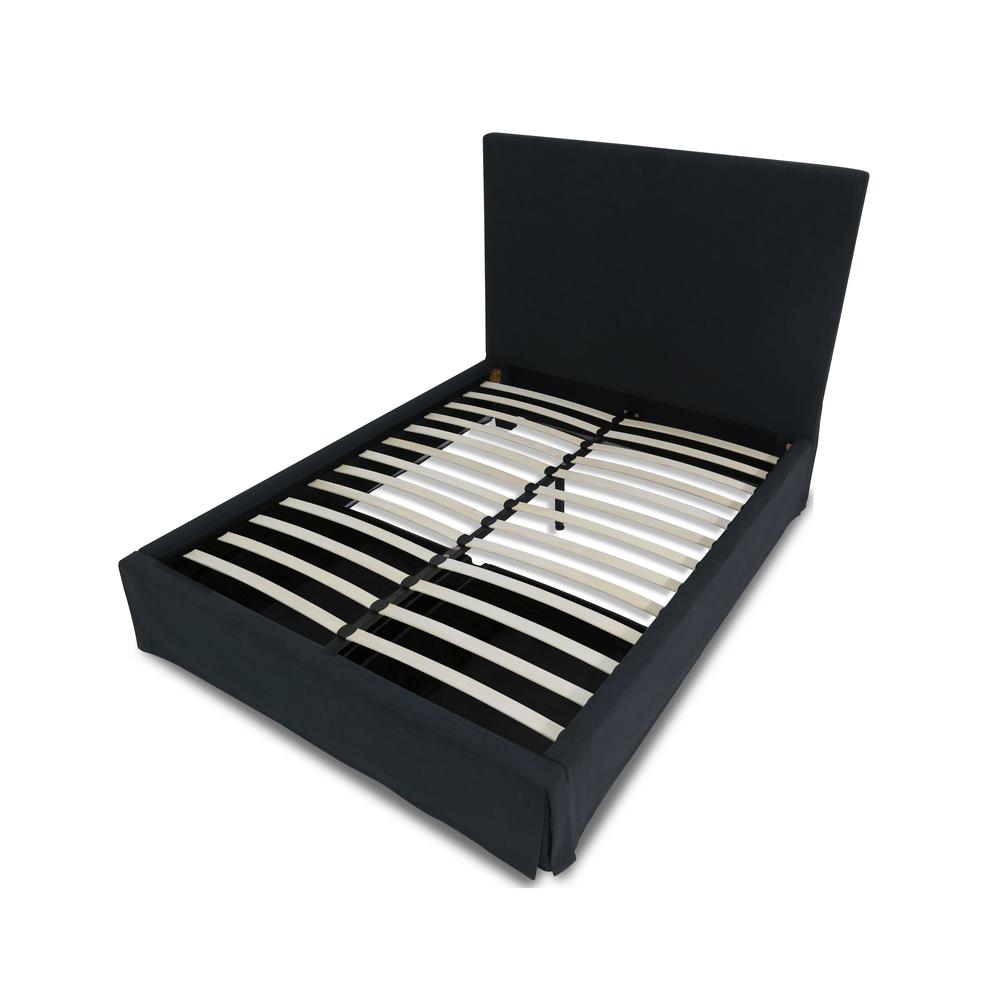 Cheviot UpholsteredSkirted Storage Panel Bed in Iron. Picture 7