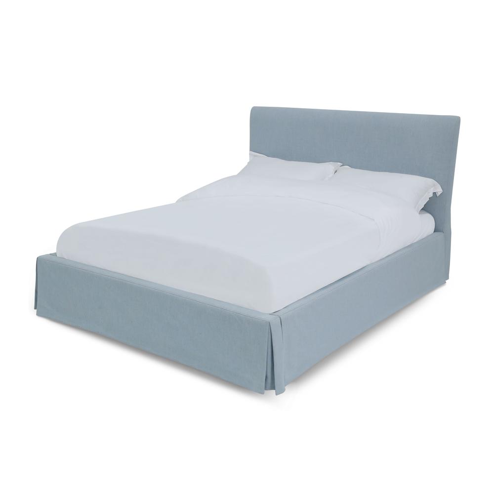 Shelby Skirted Footboard Storage Panel Bed in Sky. Picture 4