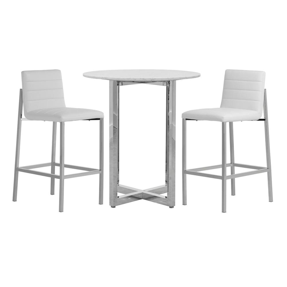 Amalfi Metal Back Bar Stool in White, set of 2. Picture 6