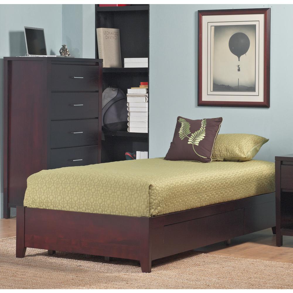 Simple Wood Storage Bed in Espresso. Picture 4