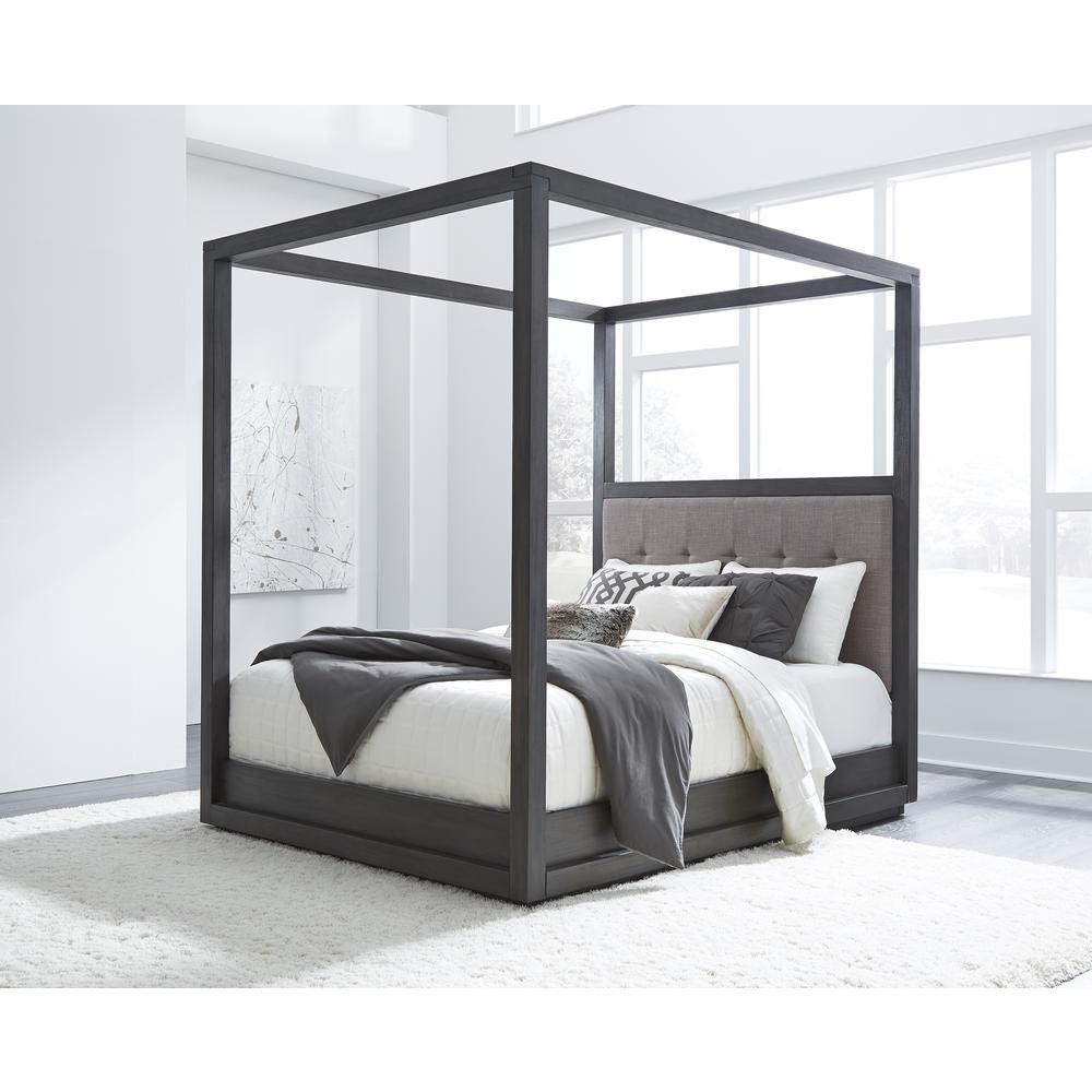Oxford Upholstered Canopy Bed in Dolphin. Picture 1