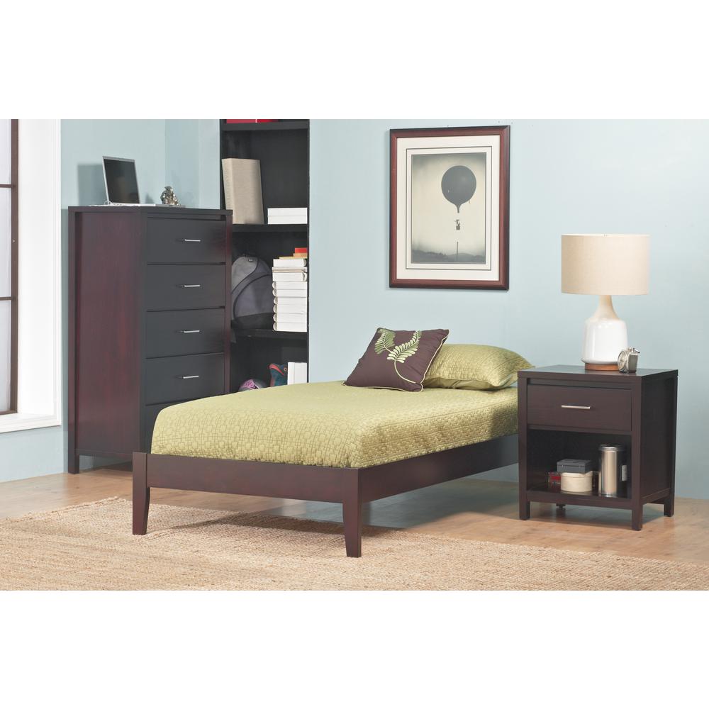Simple Wood Platform Bed in Espresso. Picture 4