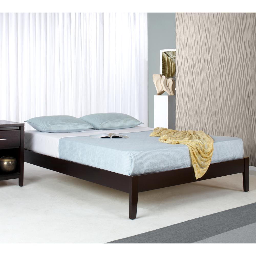 Simple Wood Platform Bed in Espresso. Picture 1
