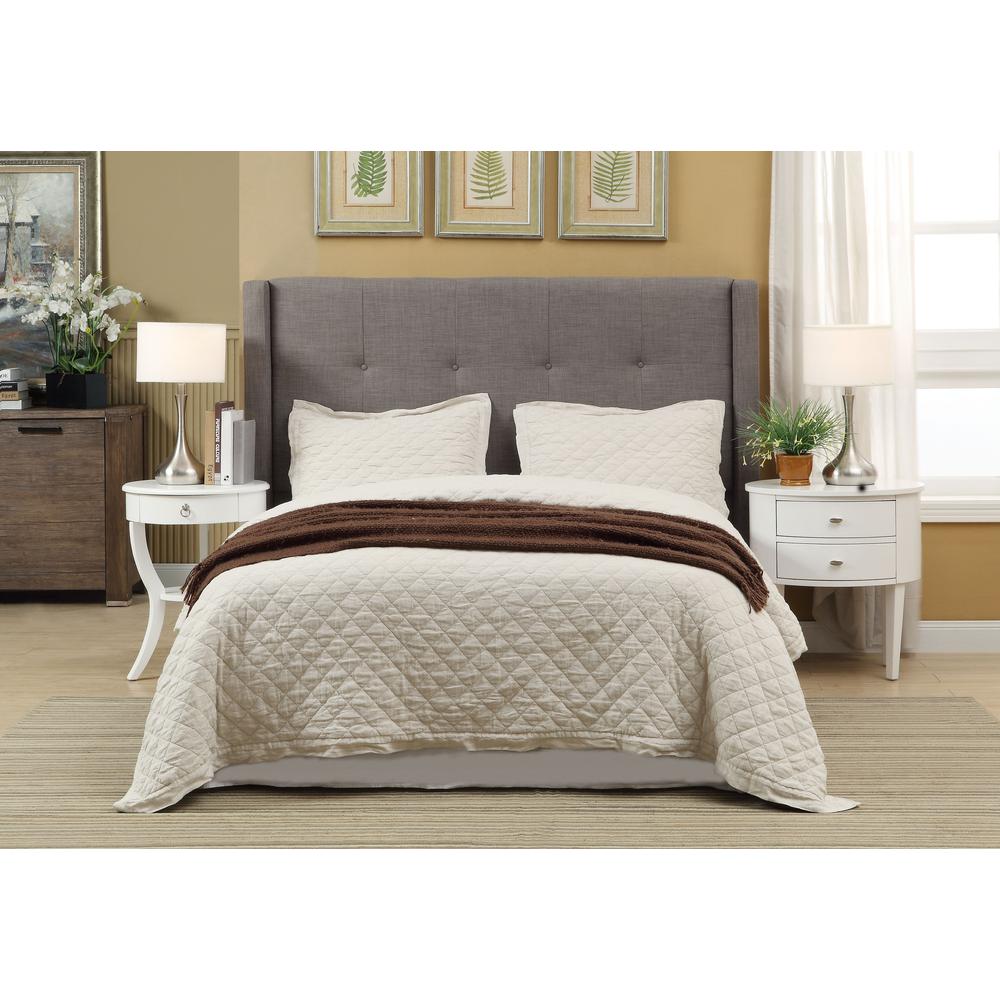 Madeleine Wingback Upholstered Headboard in Dolphin Linen. Picture 2