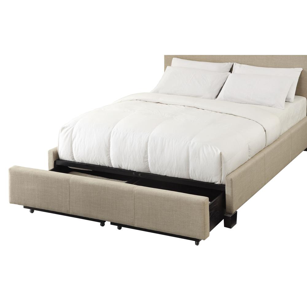 Levi Tufted Footboard Storage Bed in Toast Linen. Picture 7