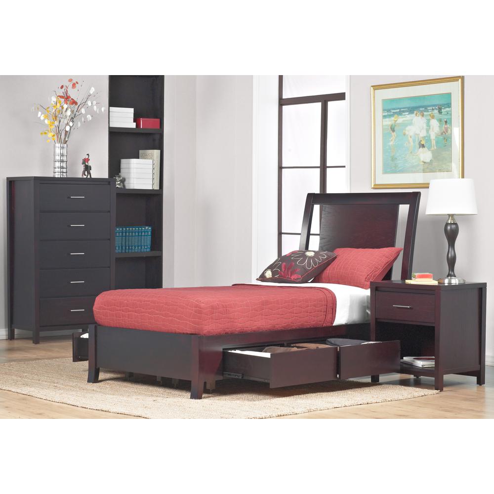 Nevis Low Profile Storage Bed in Espresso. Picture 5