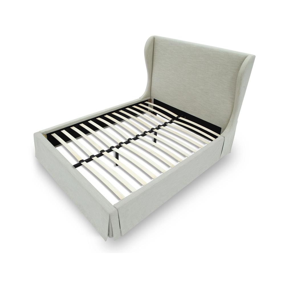 Hera Upholstered Skirted Panel Bed in Oatmeal. Picture 7
