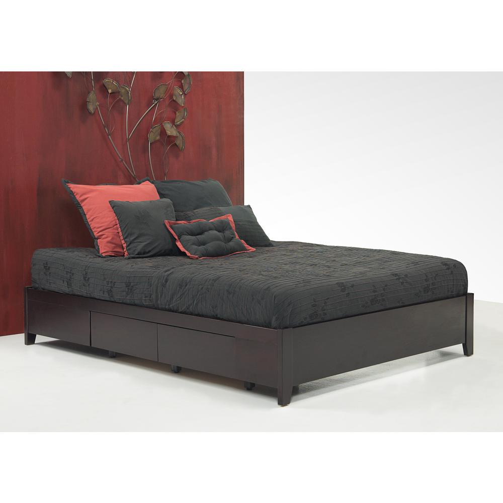 Simple Wood Storage Bed in Espresso. Picture 3
