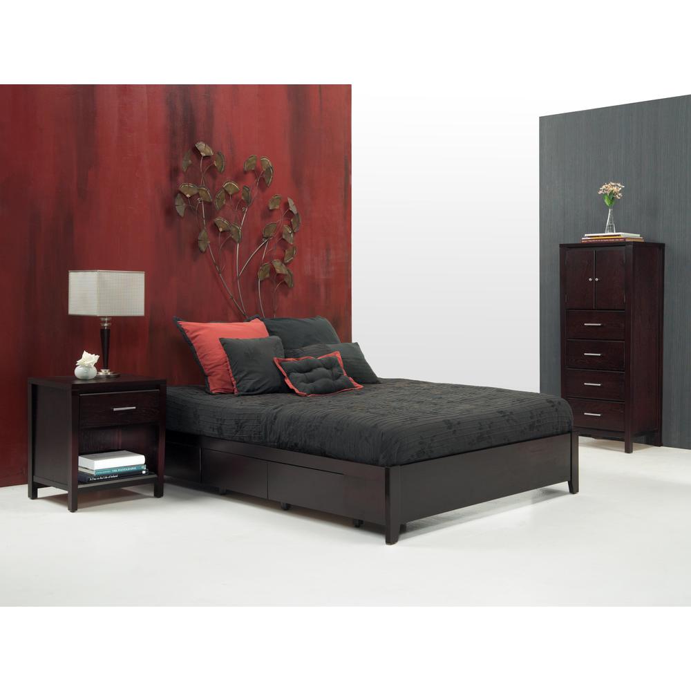 Simple Wood Storage Bed in Espresso. Picture 6