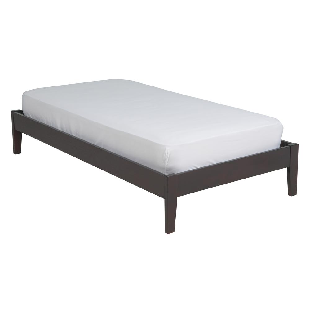 Simple Wood Platform Bed in Espresso. Picture 5