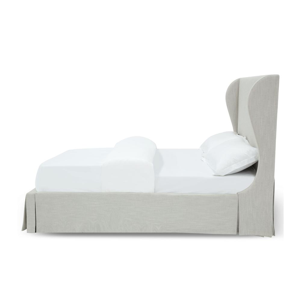Hera Upholstered Skirted Panel Bed in Oatmeal. Picture 6