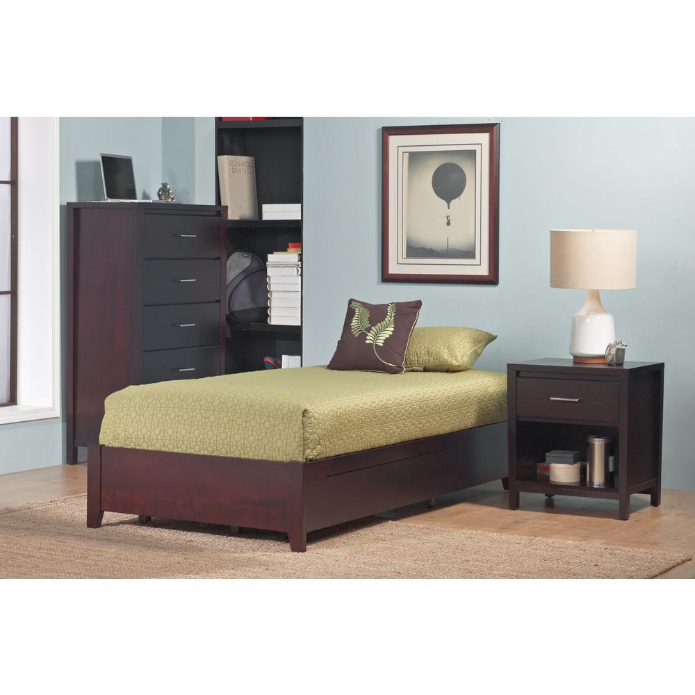 Simple Wood Storage Bed in Espresso. Picture 9