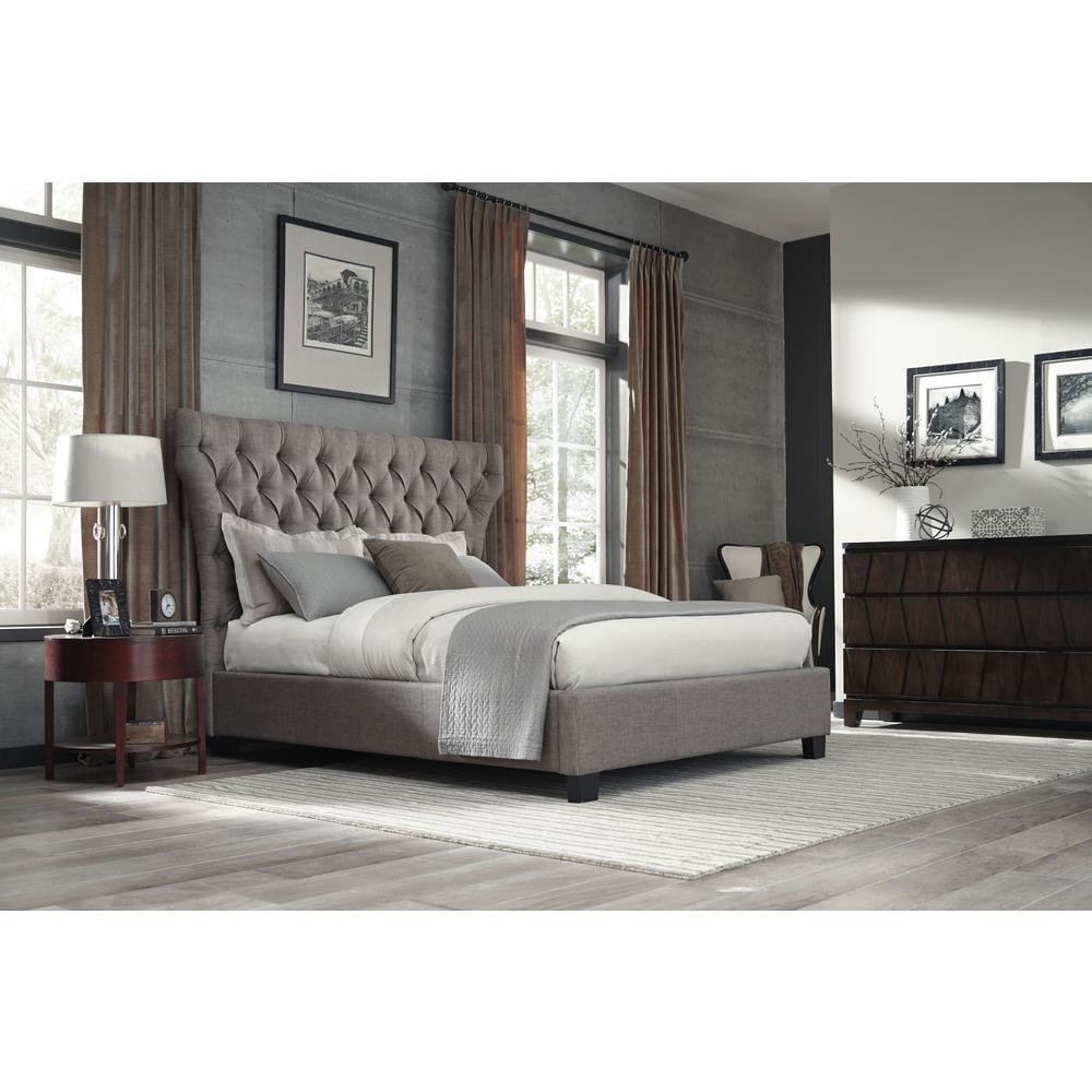 Melina Upholstered Footboard Storage Bed in Dolphin Linen. Picture 3