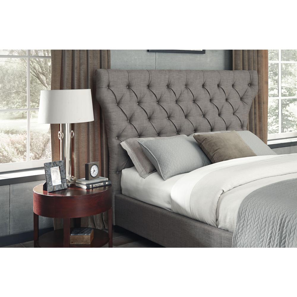Melina Upholstered Footboard Storage Bed in Dolphin Linen. Picture 5