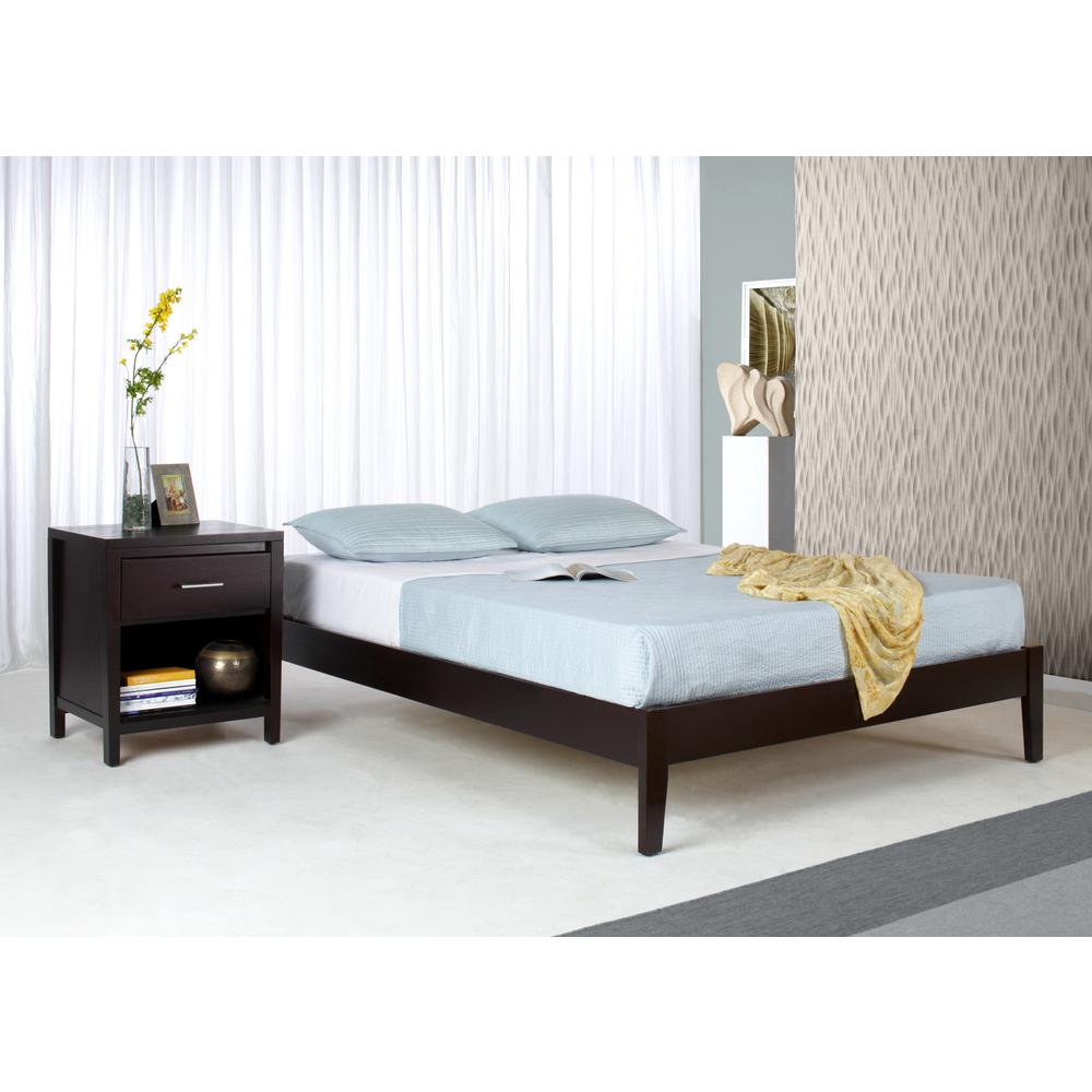 Simple Wood Platform Bed in Espresso. Picture 3