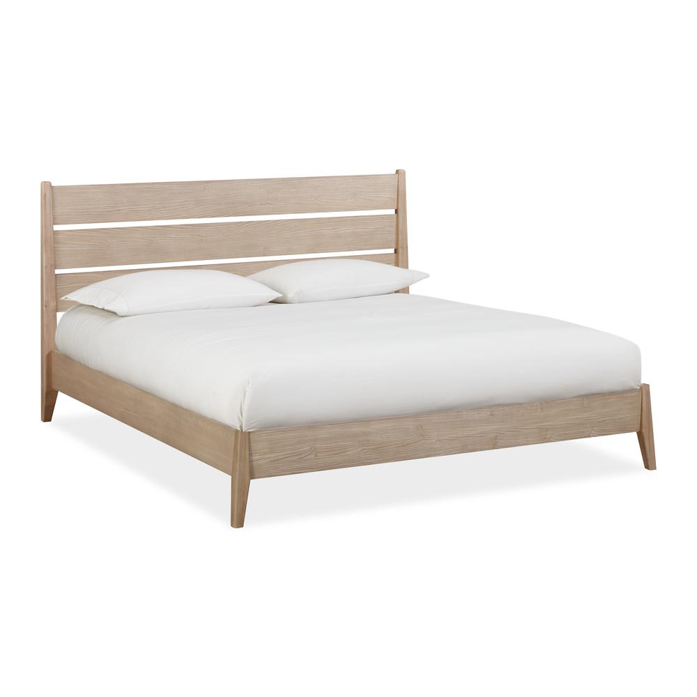 Sumire Slatted Ash Wood Platform Bed in Ginger. Picture 1