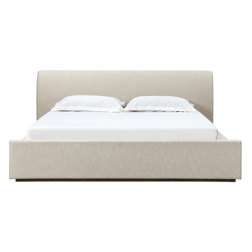 Louis Upholstered Platform Bed in Natural Linen. Picture 9