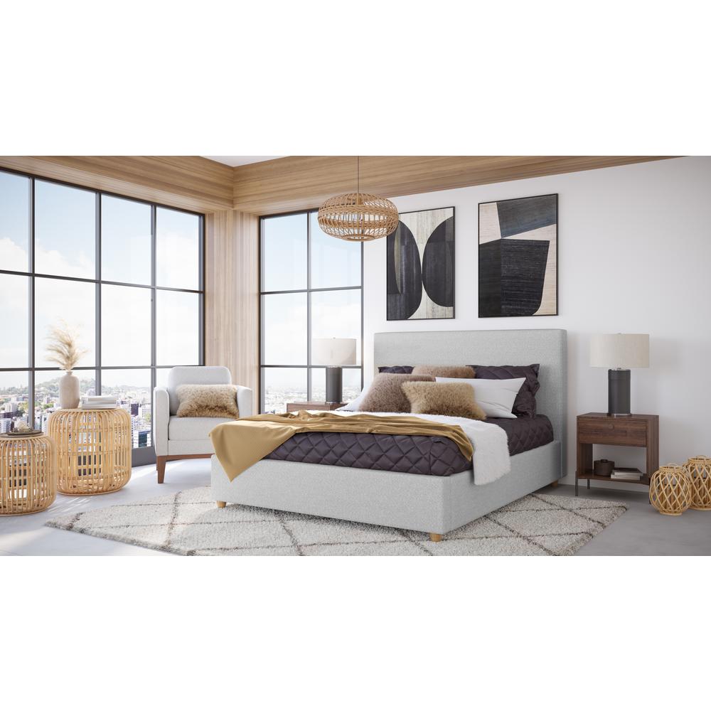 Olivia Upholstered Platform Bed in Linen. Picture 6