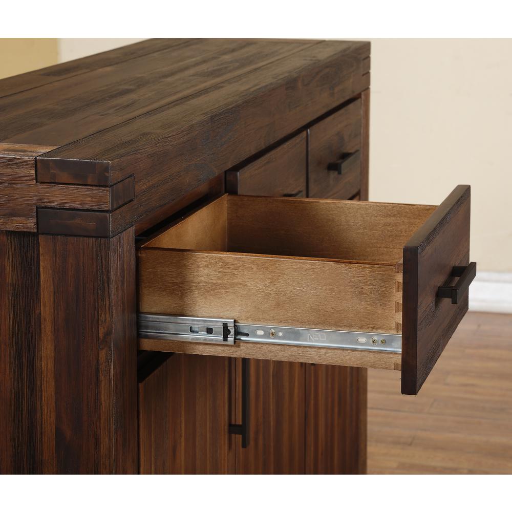 Meadow Three Drawer Three Door Solid Wood Sideboard in Brick Brown. Picture 5