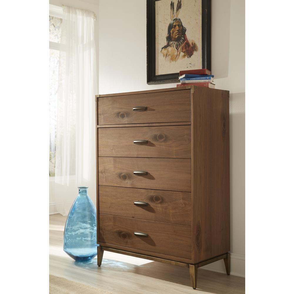 Adler Five Drawer Chest in Natural Walnut (2024). Picture 1