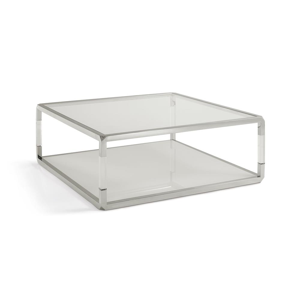 Jasper Square Coffee Table in Acrylic/White Glass/PSS. Picture 1