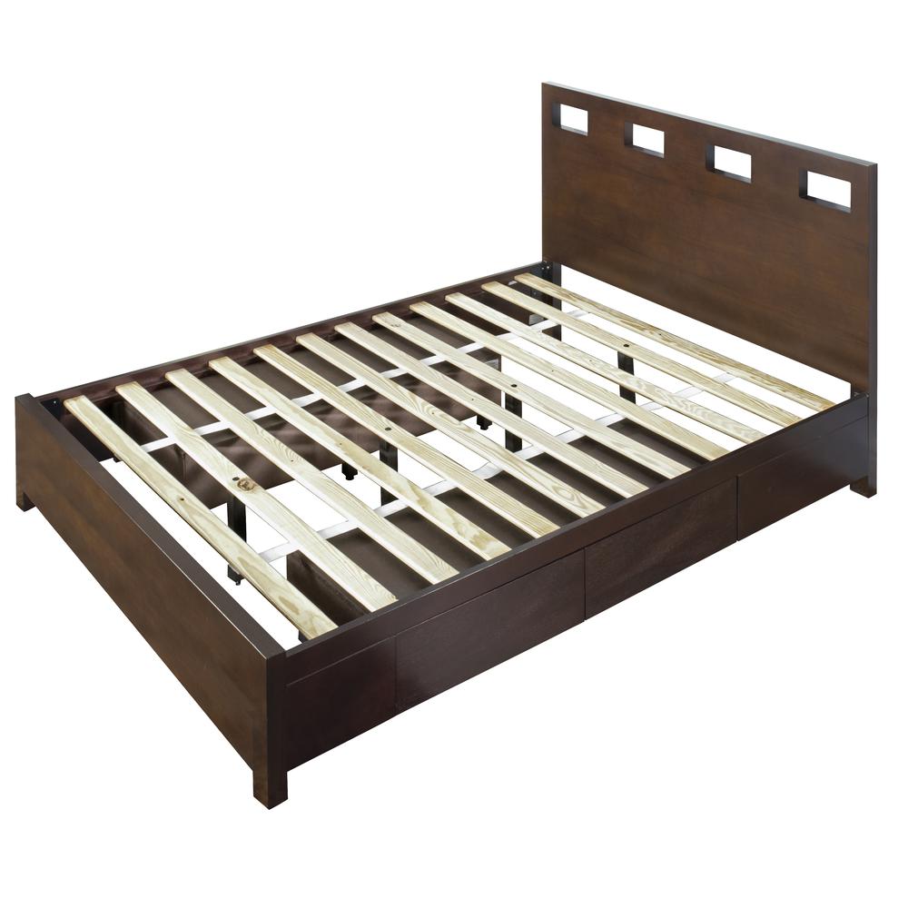 Riva Wood Storage Bed in Chocolate Brown. Picture 6