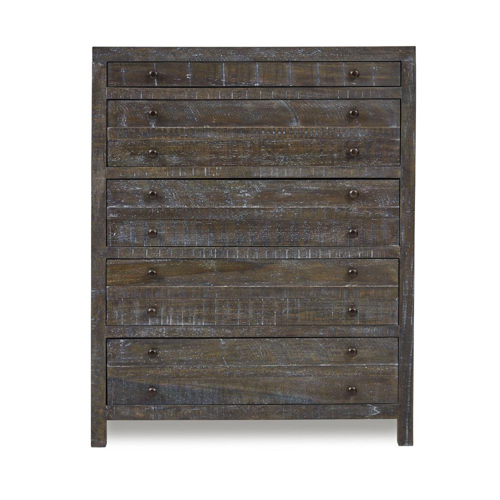 Townsend Solid Wood Five Drawer Chest in Gunmetal (2024). Picture 4