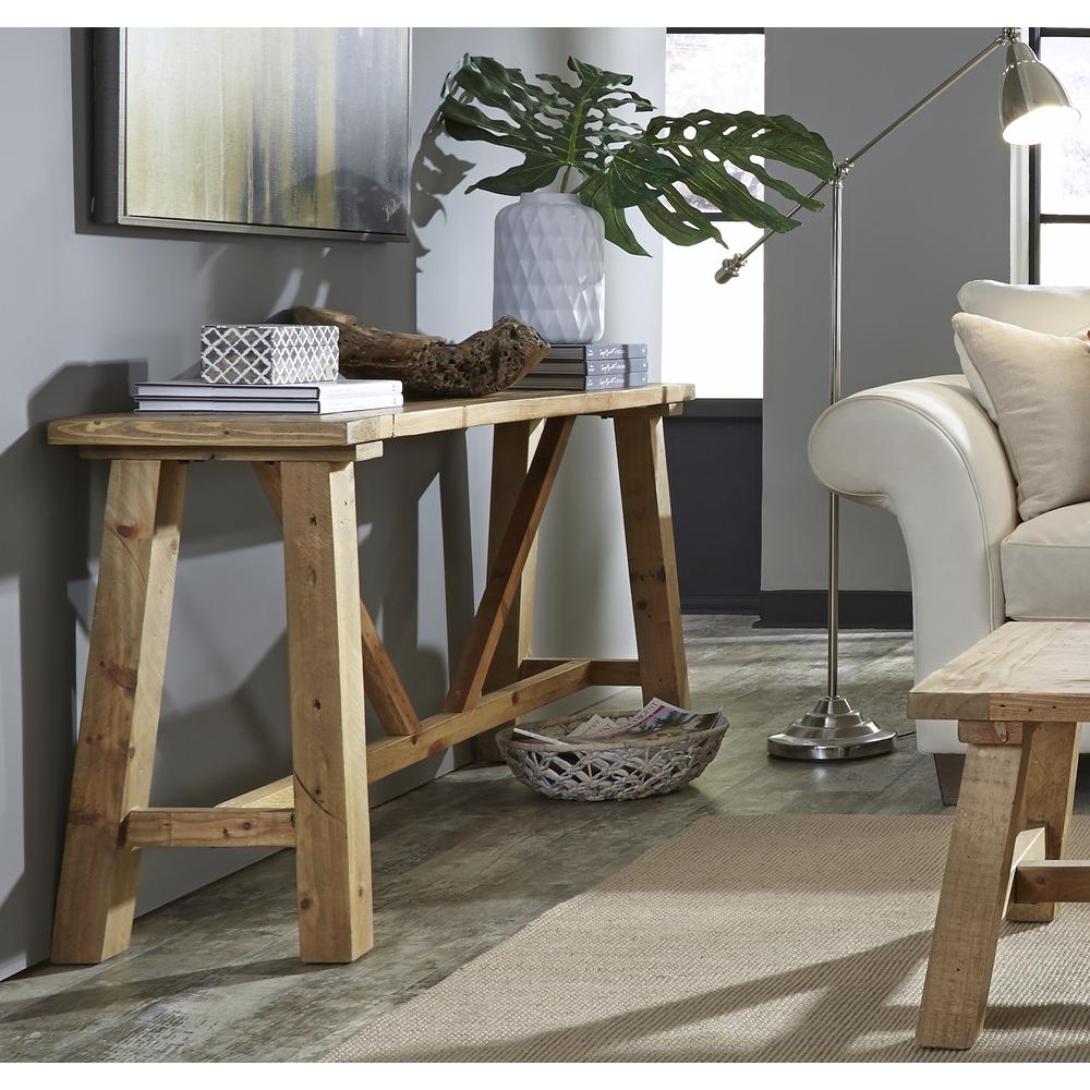 Harby Reclaimed Wood Console Table in Rustic Tawny. Picture 1