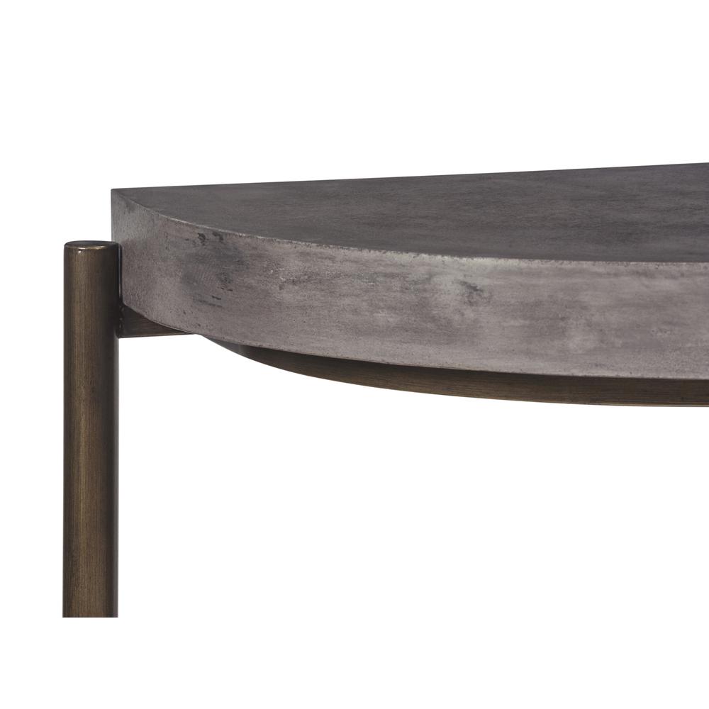 Lyon Semi-circular Natural Concrete and Metal Console Table. Picture 5