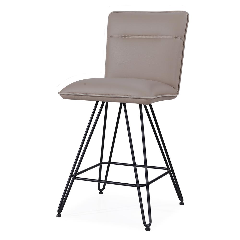 Demi Hairpin Leg Swivel Counter Stool in Taupe, set of 2. Picture 2