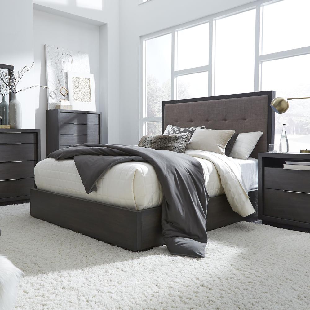 Oxford Upholstered Platform Bed in Dolphin. Picture 1