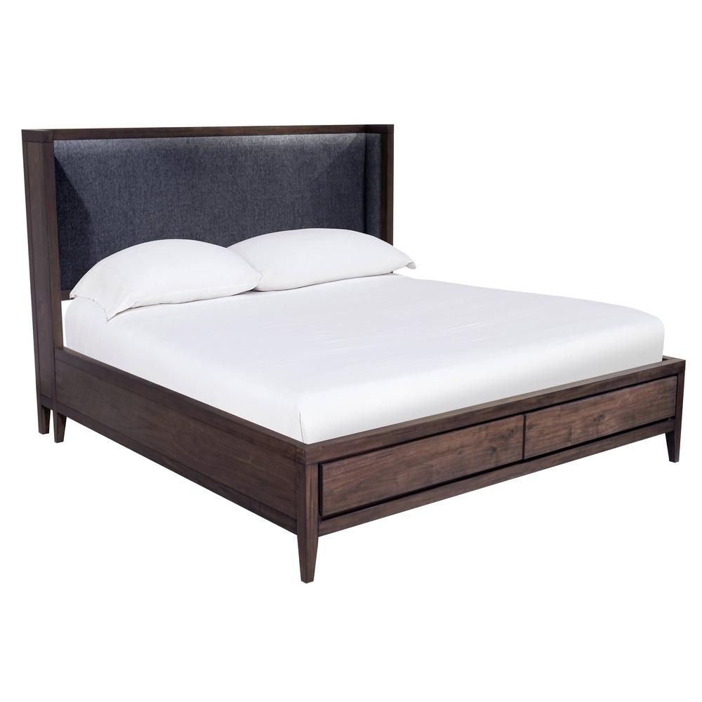 Boracay Upholstered Wingback Storage Bed in Wild Oats Brown. Picture 7