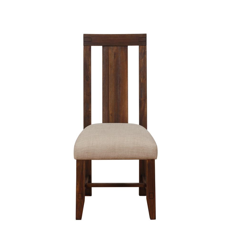 Meadow Solid Wood Upholstered Dining Chair in Brick Brown, set of 2. Picture 4