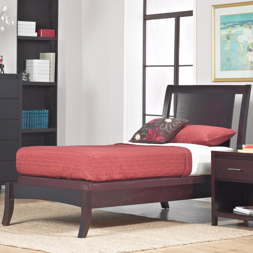 Nevis Wood Sleigh Bed in Espresso, Twin. Picture 2