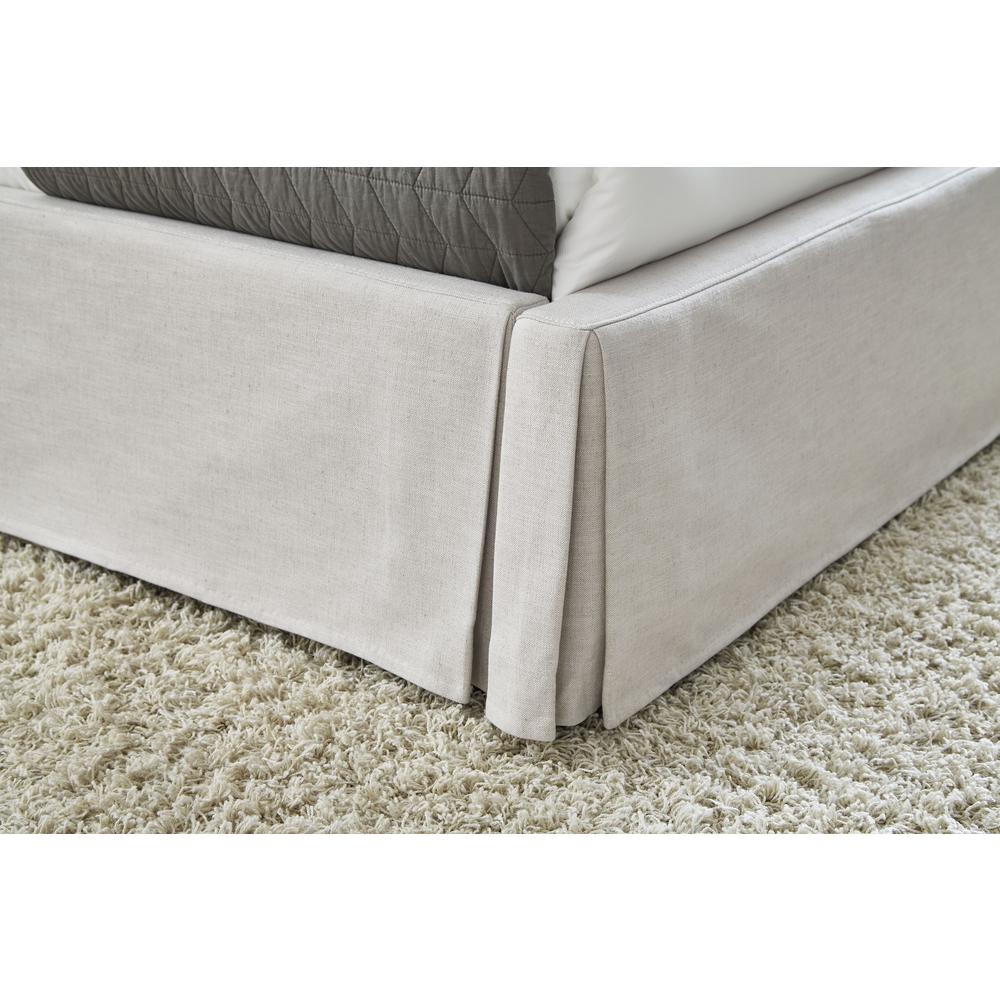 Hera Skirted Footboard Storage Panel Bed in Oatmeal. Picture 3