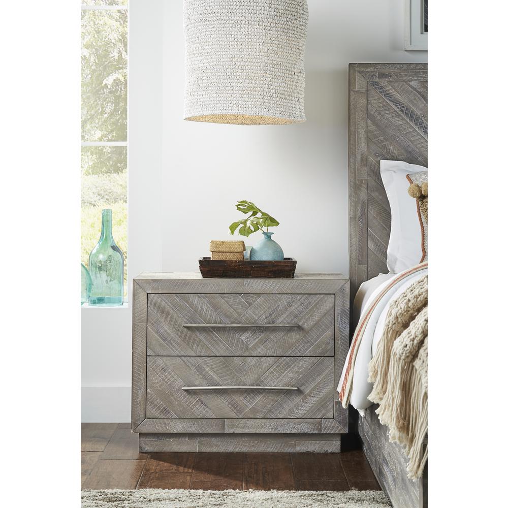 Alexandra Solid Wood Two Drawer Nightstand in Rustic Latte. Picture 1