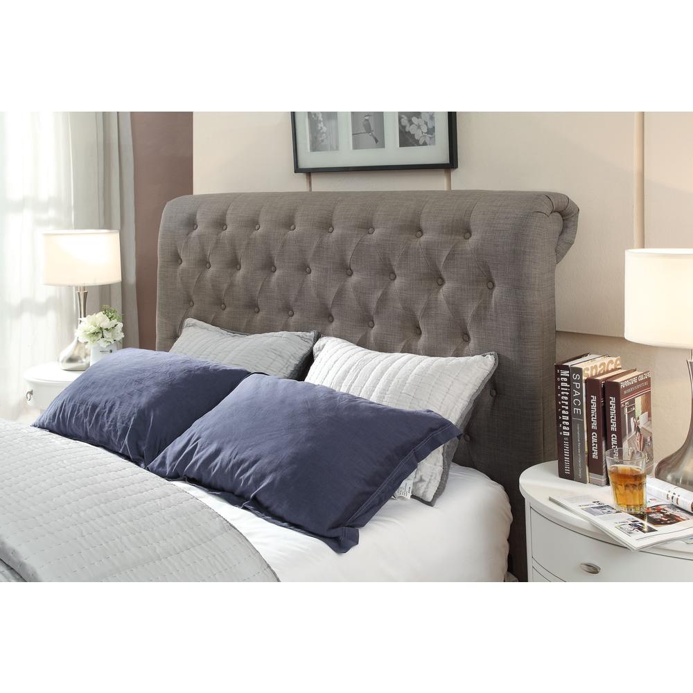 Royal Tufted Footboard Storage Bed in Dolphin Linen. Picture 3